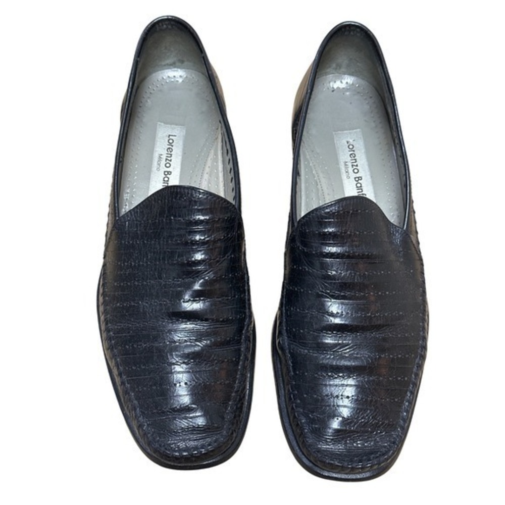 Lorenzo Banfi Black Italian Leather Loafers Mens 11 Quiet Luxury Old Money